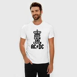Футболка slim-fit Keep Calm & Listen AC/DC, цвет: белый — фото 2