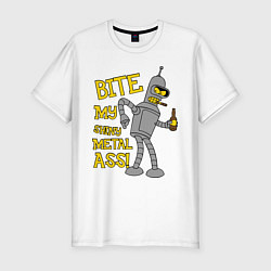 Футболка slim-fit Bite my shunny metal ass, цвет: белый