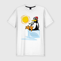 Футболка slim-fit Пингвин на солнце, цвет: белый