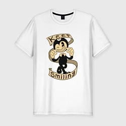 Футболка slim-fit Bendy: Keep Smiling, цвет: белый