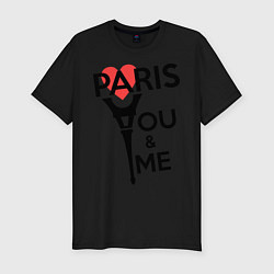 Футболка slim-fit Paris: You & me, цвет: черный