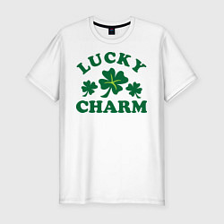 Футболка slim-fit Lucky charm - клевер, цвет: белый