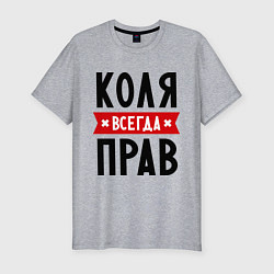 Футболка slim-fit Коля всегда прав, цвет: меланж