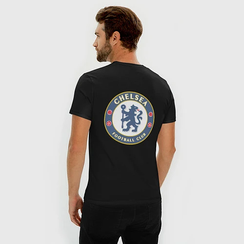 Мужская slim-футболка Chelsea FC / Черный – фото 4
