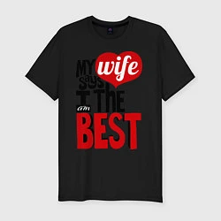 Мужская slim-футболка Wife says