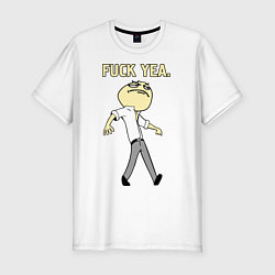 Футболка slim-fit Fuck yea mem, цвет: белый