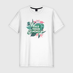 Футболка slim-fit Flamingo: Free your mind, цвет: белый