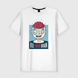 Футболка slim-fit Use your brain, цвет: белый