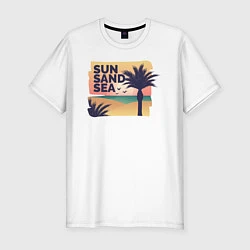 Футболка slim-fit Солнце, песок, море, цвет: белый