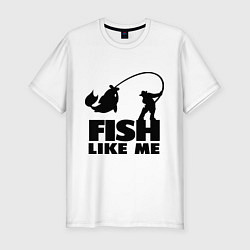 Футболка slim-fit Fish like me, цвет: белый