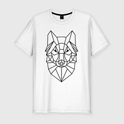 Мужская slim-футболка Полигональный волк