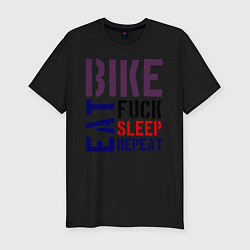 Мужская slim-футболка Bike eat sleep repeat