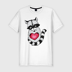 Мужская slim-футболка Енот с сердцем