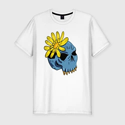 Мужская slim-футболка Череп с цветком