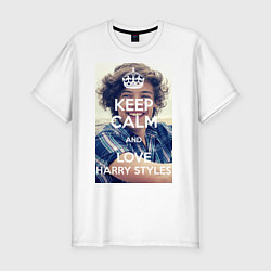 Мужская slim-футболка Keep Calm & Love Harry Styles