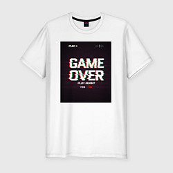 Футболка slim-fit Game Over: Glitch Effect, цвет: белый