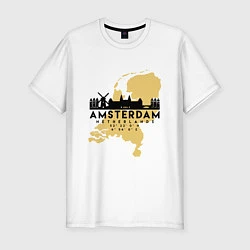 Мужская slim-футболка Амстердам - Голландия