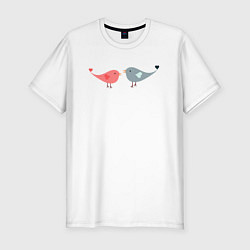 Мужская slim-футболка Птички-сердечки