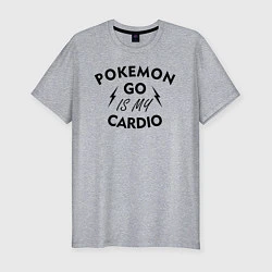 Мужская slim-футболка Pokemon go is my Cardio