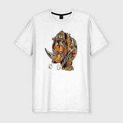 Мужская slim-футболка Носорог Steampunk
