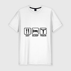 Мужская slim-футболка Eat Sleep Train