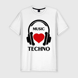 Футболка slim-fit Techno Music is Love, цвет: белый