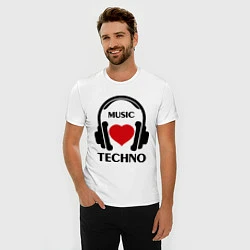 Футболка slim-fit Techno Music is Love, цвет: белый — фото 2