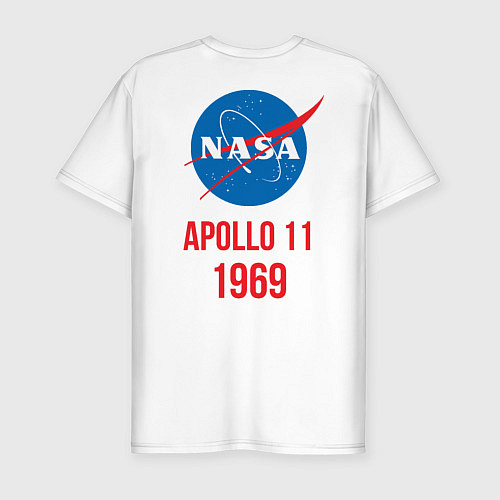 Мужская slim-футболка Nasa Apollo 11 / Белый – фото 2