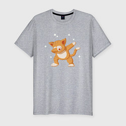 Мужская slim-футболка Cat Dabbing