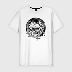 Футболка slim-fit Memento mori, цвет: белый