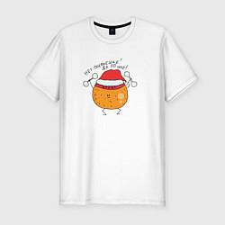 Мужская slim-футболка Мандаринка Новый год