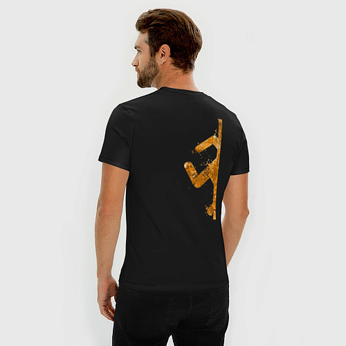 Мужская slim-футболка Portal спина / Черный – фото 4