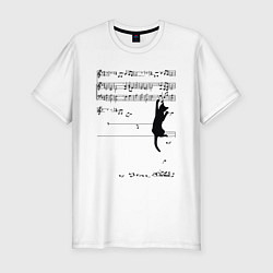 Футболка slim-fit Music cat, цвет: белый