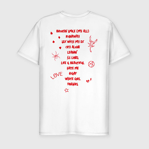 Мужская slim-футболка LiL PEEP НА СПИНЕ / Белый – фото 2