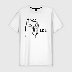 Мужская slim-футболка Cat Troll Face