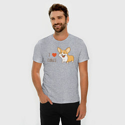 Футболка slim-fit I LOVE CORGI, цвет: меланж — фото 2