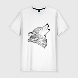 Мужская slim-футболка Поющий волк