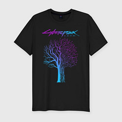 Футболка slim-fit ДЕРЕВО CYBERPUNK 2077, цвет: черный