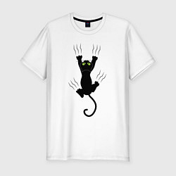 Футболка slim-fit Кот царапыч, цвет: белый