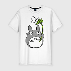 Мужская slim-футболка Totoro и бабочка