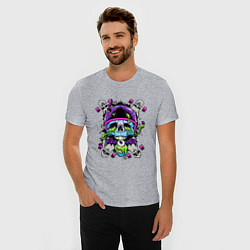 Футболка slim-fit Crazy skull - skateboard, цвет: меланж — фото 2