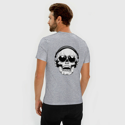 Мужская slim-футболка Skull Music lover / Меланж – фото 4