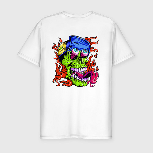 Мужская slim-футболка Cool skull - Tongue / Белый – фото 2