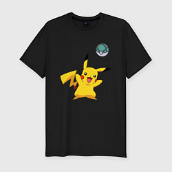 Футболка slim-fit Pokemon pikachu 1, цвет: черный