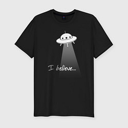 Футболка slim-fit I believe in UFO, цвет: черный