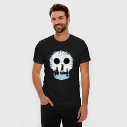 Футболка slim-fit Иллюзия - девушка и юноша держат глаза Skull, цвет: черный — фото 2