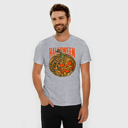 Футболка slim-fit Halloween тыква, цвет: меланж — фото 2