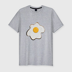 Мужская slim-футболка Яичница, завтрак