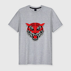 Мужская slim-футболка Оскалившийся тигр