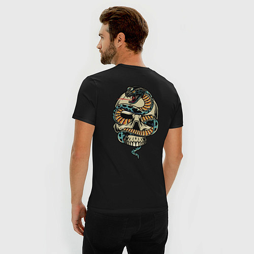 Мужская slim-футболка Snake&Skull / Черный – фото 4